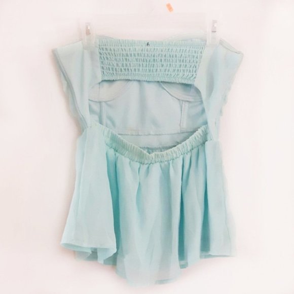 Studded Mint Blue Peplum Top with studs - Picture 4 of 5